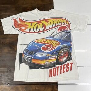 Vintage 90s NASCAR Hot Wheels All Over Print T-Shirt Men's Medium Kyle Petty AOP